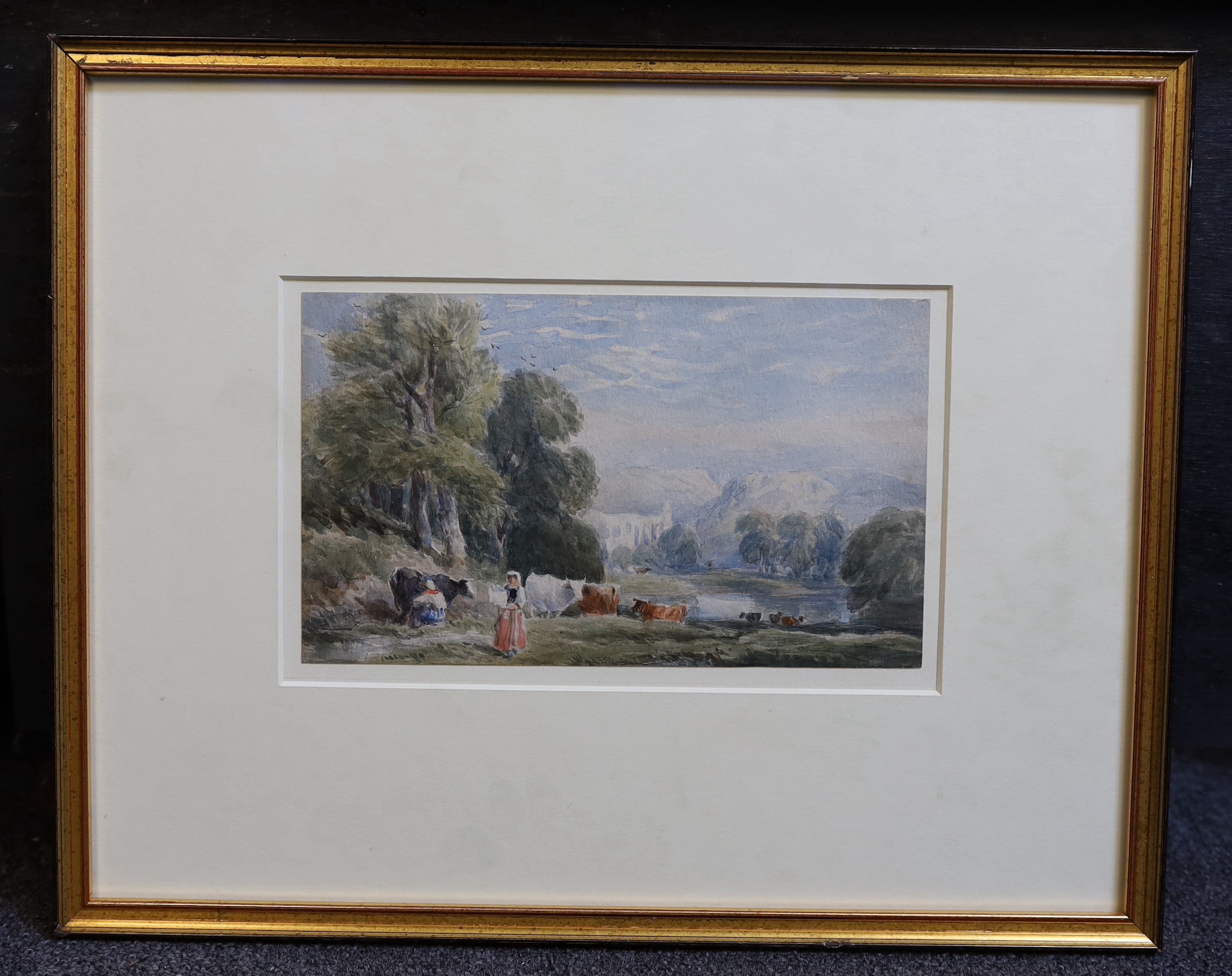 David Cox (1783-1859), Bolton Abbey, watercolour, 13.5 x 23.5cm